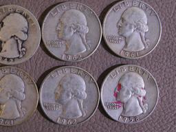 Twenty Pre 1965 Washington quarters