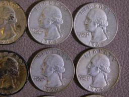 Twenty Pre 1965 Washington quarters