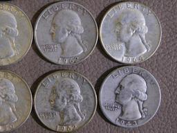 Twenty Pre 1965 Washington quarters