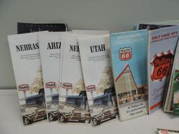 Over 120 vintage gas station road maps with Pepsi crate.