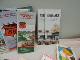 Over 120 vintage gas station road maps with Pepsi crate.