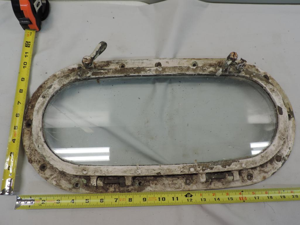 Early brass 20x10" port hole window.
