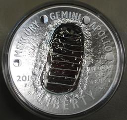 2019 Apollo 11 Five Oz Proof Silver Dollar