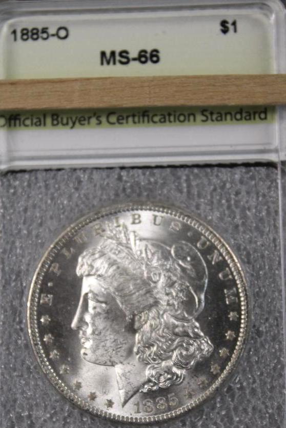 1885 O Slabbed Morgan Silver Dollar