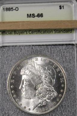 1885 O Slabbed Morgan Silver Dollar