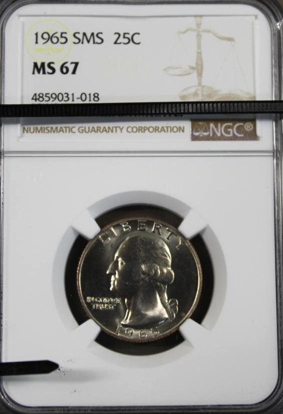 Four Slabbed 1965 SMS US Quarters