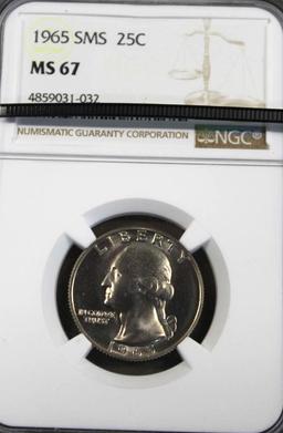 Four Slabbed 1965 SMS US Quarters