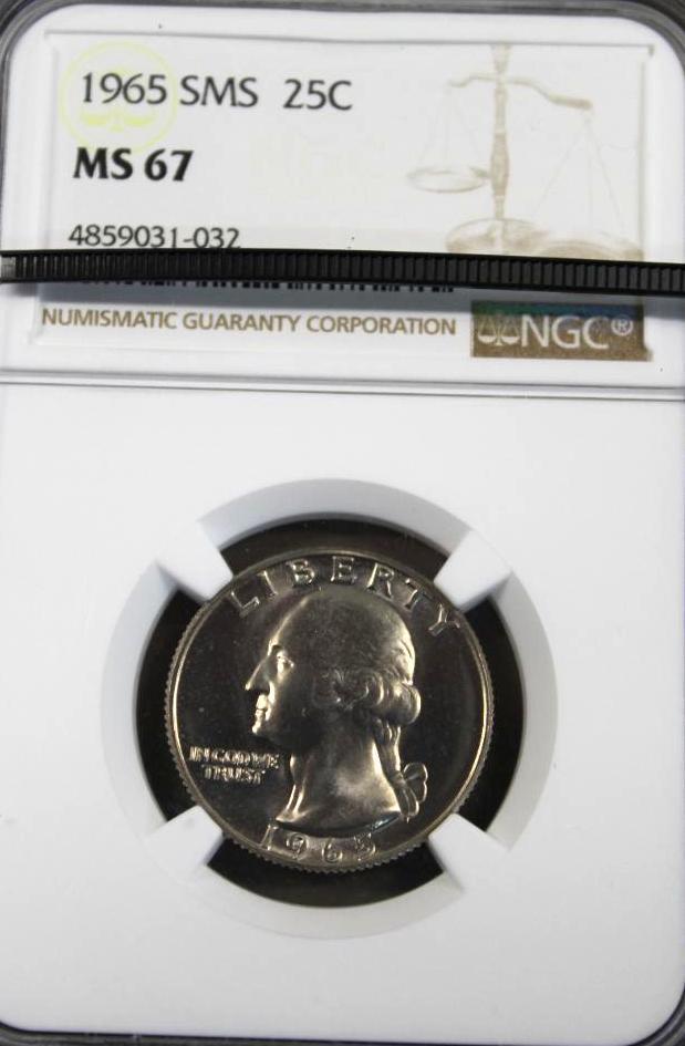 Four Slabbed 1965 SMS US Quarters