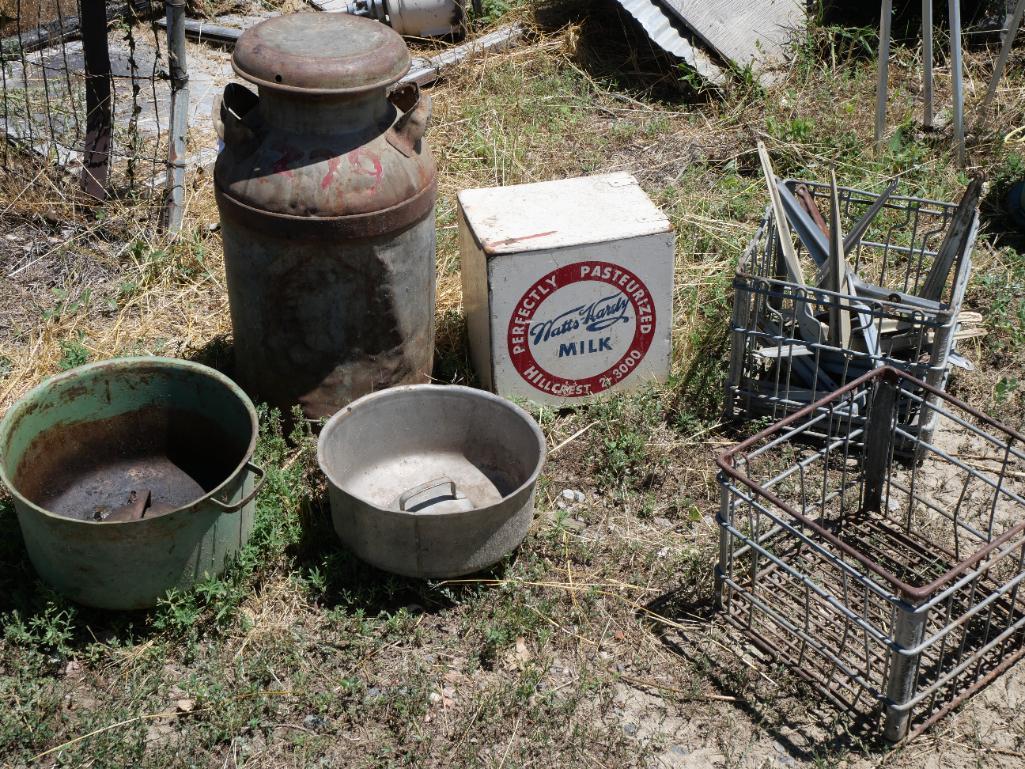 Antique Milk Can and Watts Hardy Milk Box