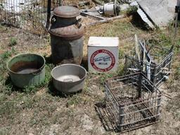 Antique Milk Can and Watts Hardy Milk Box