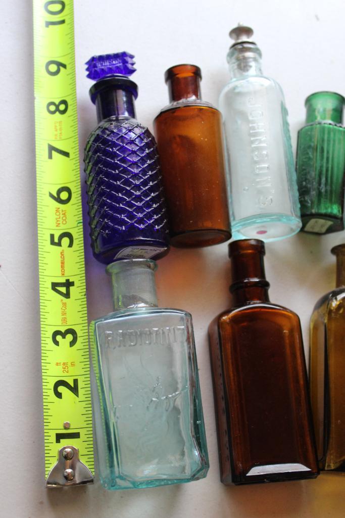 12 Small Antique Bottles Including Poison Bottles