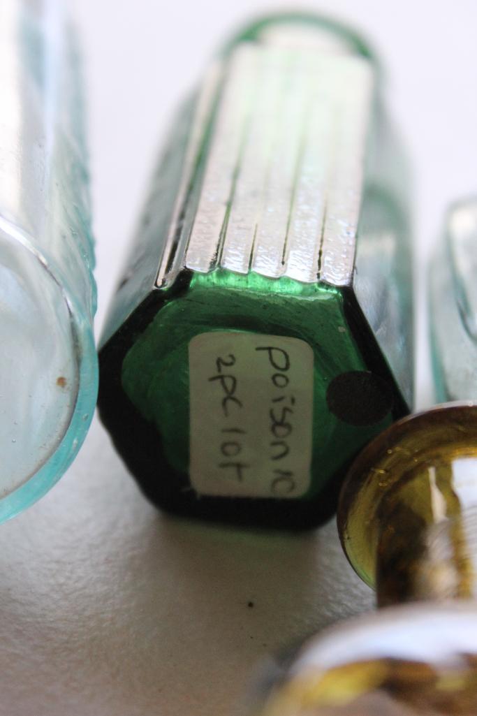 12 Small Antique Bottles Including Poison Bottles