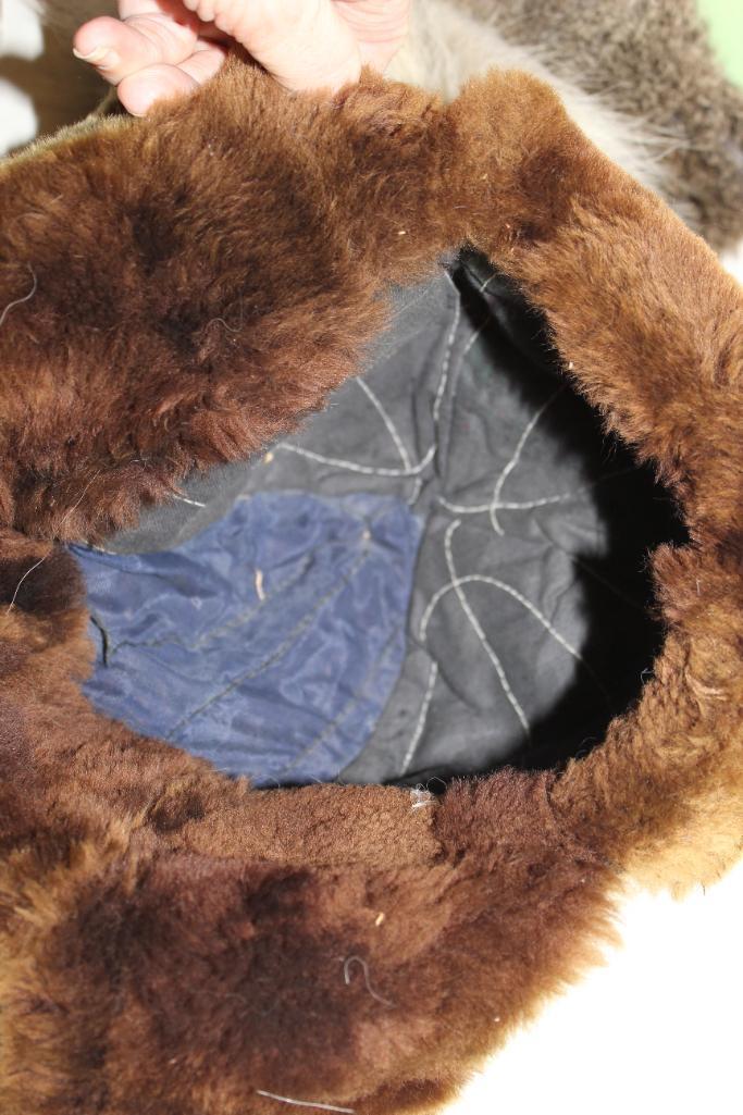 Three Older Fur and Leather Hats