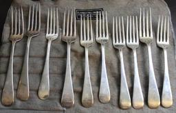 Set of 10 Sterling Silver Forks