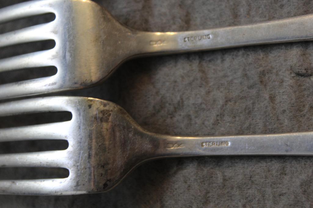 Set of 10 Sterling Silver Forks