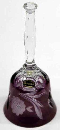 Global Art Hand Cut Purple Lead Crystal Bell