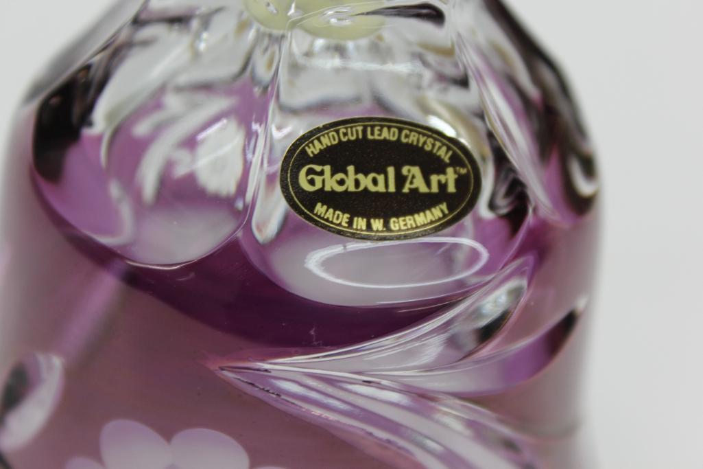 Global Art Hand Cut Purple Lead Crystal Bell