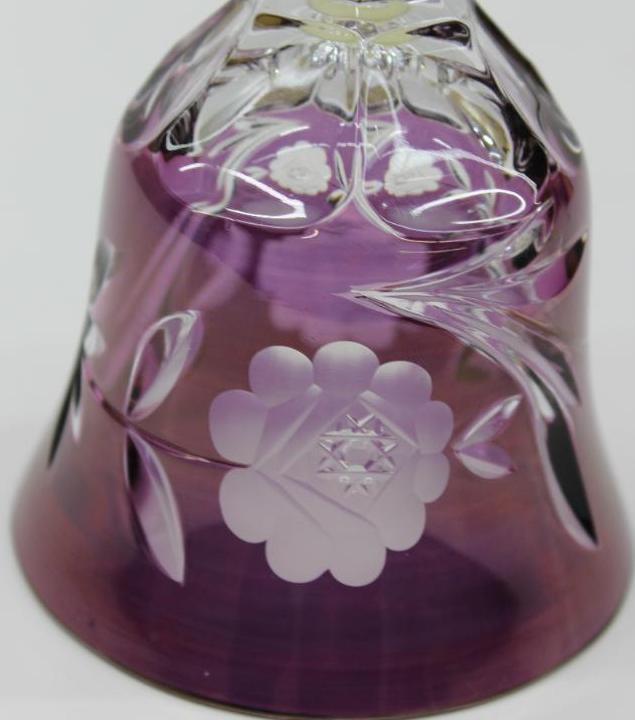 Global Art Hand Cut Purple Lead Crystal Bell