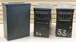 Three Large Metal Military Ammo Cans