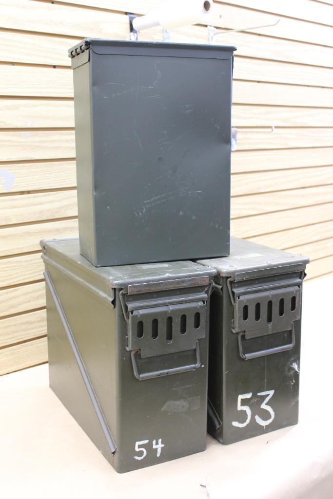 Three Large Metal Military Ammo Cans