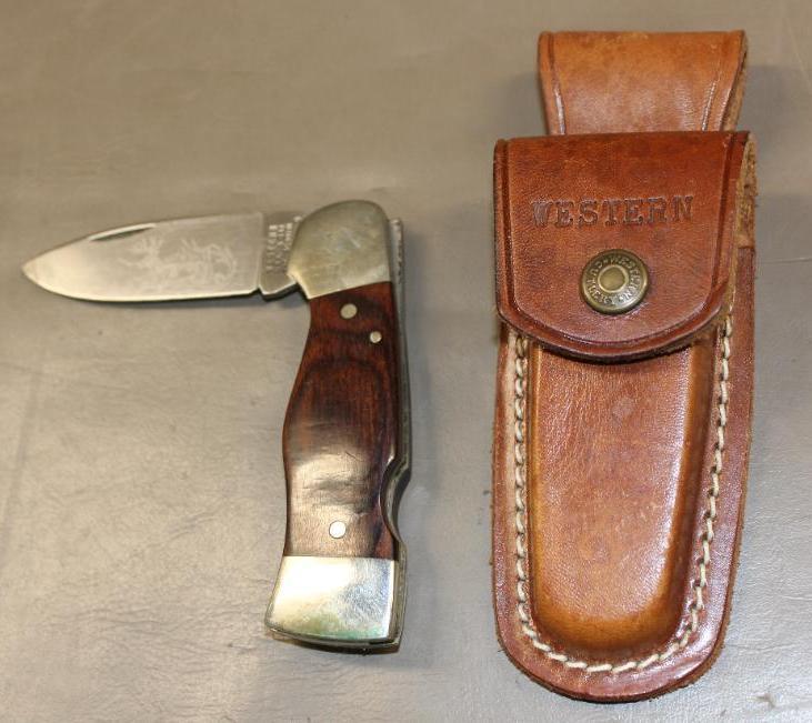 Excellent Western Folding Knife S-532 and Sheath