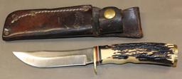 Excellent Schrade 497 Fixed Blade Hunting Knife with Sheath