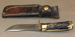 Excellent Schrade 497 Fixed Blade Hunting Knife with Sheath
