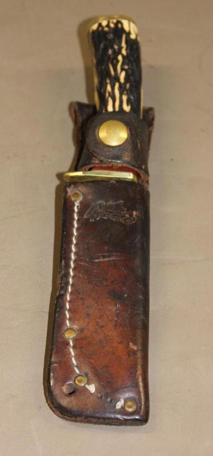 Excellent Schrade 497 Fixed Blade Hunting Knife with Sheath