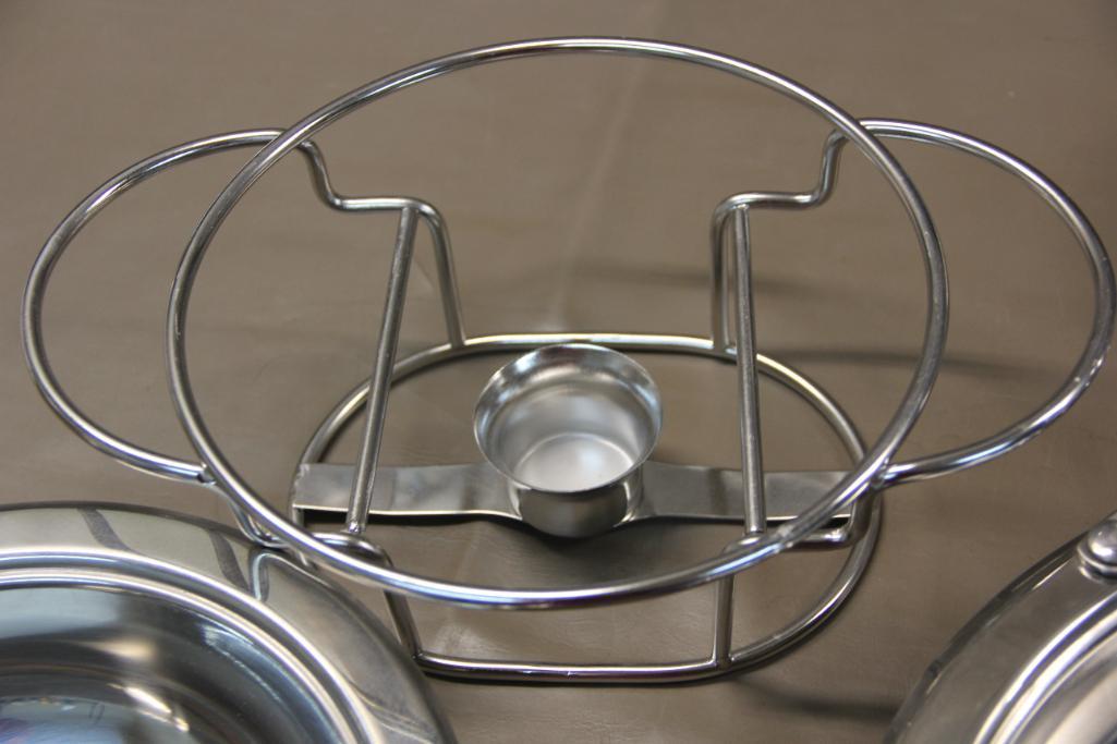 Two Stainless Wolfgang Puck Buffet Servers with Lids