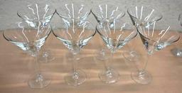 Eight Martini Glasses & Eight Margarita Glasses