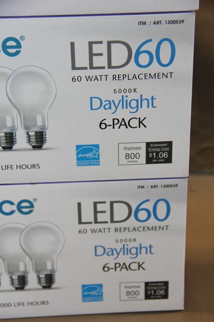 Three Boxes of 6 Enhance LED60 Light Bulbs