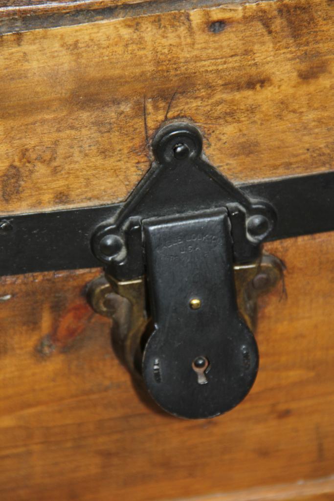 Beautiful Older Wood Trunk with Metal Supports and Accents, Full of Frames