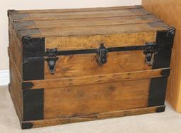 Beautiful Older Wood Trunk with Metal Supports and Accents, Full of Frames