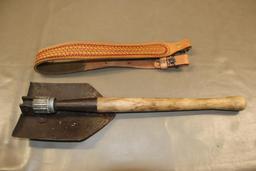 Folding US Military Trench Shovel and Leather Swivel Sling