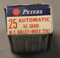 Box of 44 Cartridges Peters 25 Automatic Ammunition