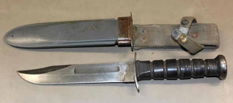 WWII Robeson ShurEdge US Navy Mark II Fight Knife in Scabbard