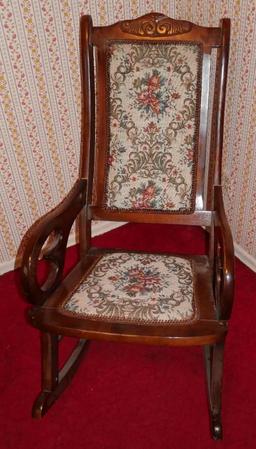 Antique Needlepoint Rocking Chair