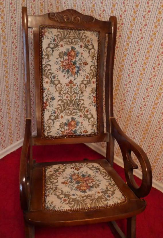 Antique Needlepoint Rocking Chair