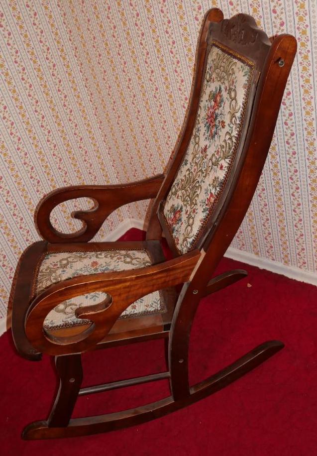 Antique Needlepoint Rocking Chair