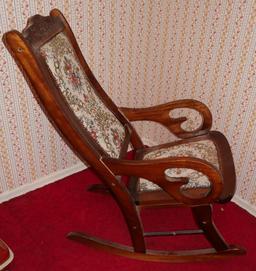 Antique Needlepoint Rocking Chair