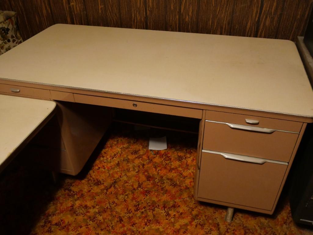 Vintage L Shaped Metal Desk