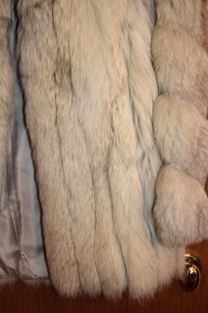 Luxurious White/Gray Fox Fur Coat by Saga Fox