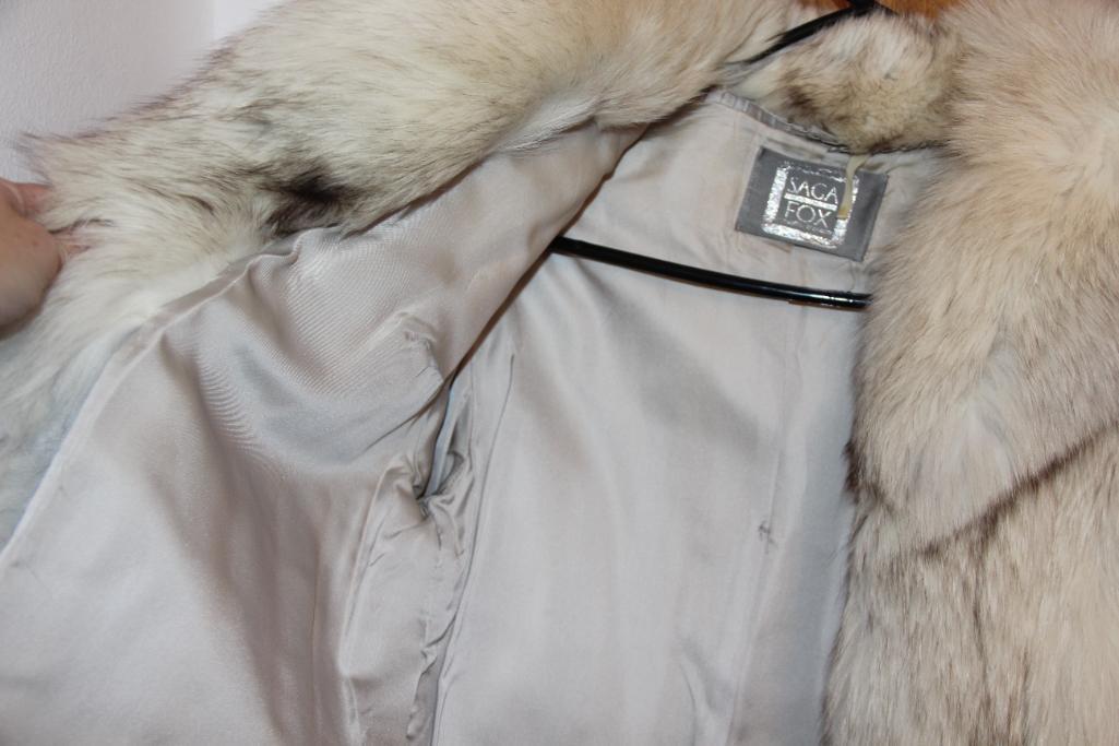 Luxurious White/Gray Fox Fur Coat by Saga Fox