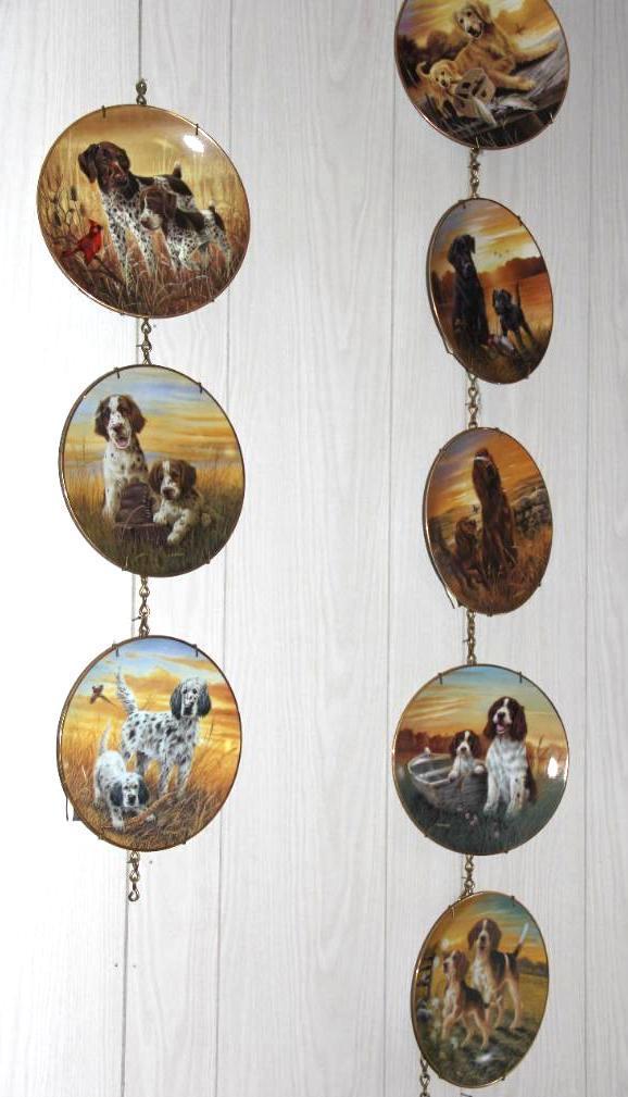 8 Dog-Themed Collector Plates on Chain Hangers