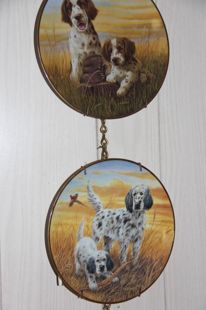 8 Dog-Themed Collector Plates on Chain Hangers