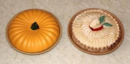 Pair of Cute Ceramic Pie Pans with Lids