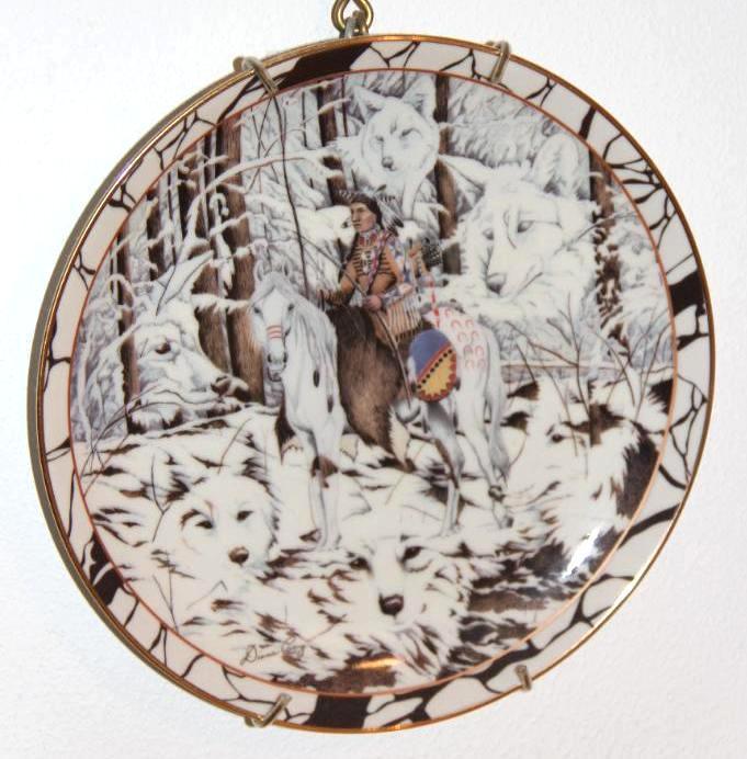 7 Indigenous American Themed Plates on Chain Hangers
