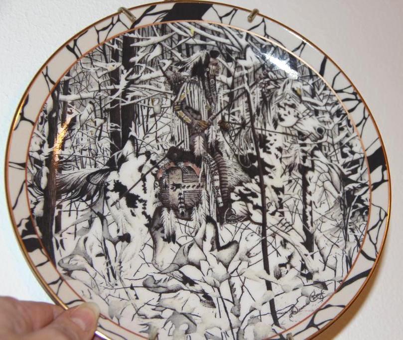 7 Indigenous American Themed Plates on Chain Hangers