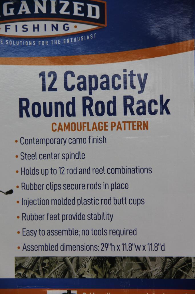 Case of 4 Organized Fishing Camo Round Rod Racks