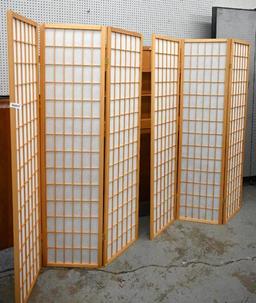 Two Three-Piece Folding Dressing Screens